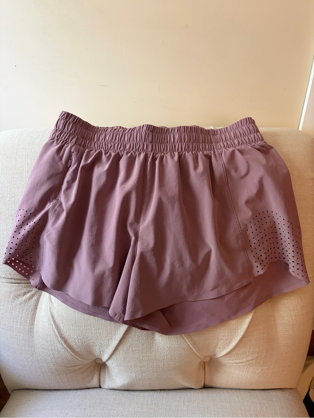 Athleta Mauve Athletic Shorts with Laser-Cut Vents